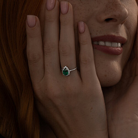Кольцо SOKOLOV - Серебро 925, Синтетический изумруд, Фианит (арт. 82010011)