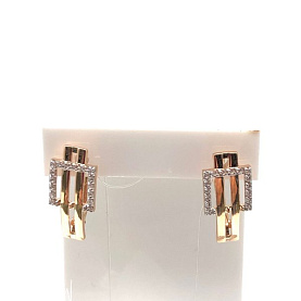 Серьги ЮФ Династия - Золото 585, Фианит (арт. 018542-1102)