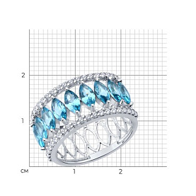 Кольцо Diamant - Серебро 925, Синтетический топаз Лонд, Фианит (арт. 94-310-02192-1)