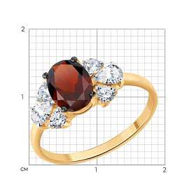 Кольцо SOKOLOV - Серебро 925, Гранат, Фианит (арт. 92014663)