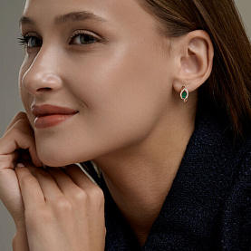 Серьги SOKOLOV - Золото 585, Агат, Фианит (арт. 729316)