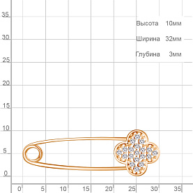 Булавка Аквамарин - Серебро 925, Фианит (арт. 77511А.6)
