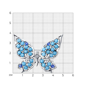 Брошь SOKOLOV - Серебро 925, Синтетический ситалл , Фианит (арт. 94040183)