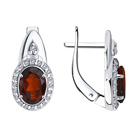 Серьги SOKOLOV - Серебро 925, Гранат, Фианит (арт. 92021685)