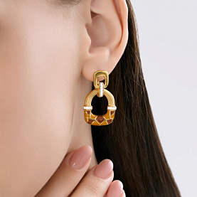 Серьги Diamant - Серебро 925, Фианит, Эмаль (арт. 93-121-00065-1)