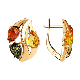 Серьги Diamant - Серебро 925, Янтарь пресс. (арт. 93-320-00456-1)
