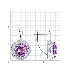 Серьги Diamant - Серебро 925, Аметист, Фианит (арт. 94-320-02052-3)