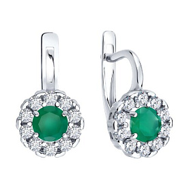 Серьги SOKOLOV - Серебро 925, Агат, Фианит (арт. 92023182)