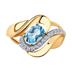 Кольцо SOKOLOV - Золото 585, Топаз, Фианит (арт. 714780)