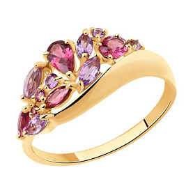 Кольцо SOKOLOV - Золото 375, Аметист, Родолит (арт. 37714393)