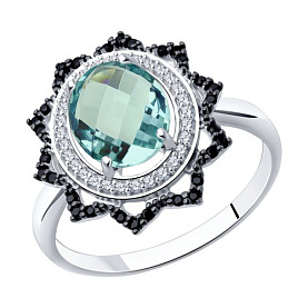 Кольцо SOKOLOV - Серебро 925, Синтетический кварц , Фианит (арт. 92011278)