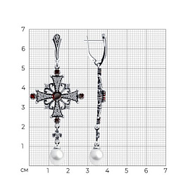 Серьги Diamant - Серебро 925, Гранат, Жемчуг культивированный, Фианит (арт. 95-321-02037-1)