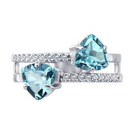 Кольцо SOKOLOV - Серебро 925, Топаз, Фианит (арт. 92011885)