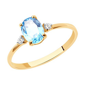 Кольцо SOKOLOV - Золото 375, Топаз, Фианит (арт. 37716189)
