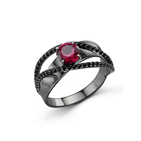 Кольцо Дар - Серебро 925, Синтетический рубин, Фианит (арт. К-5071чрс915216)