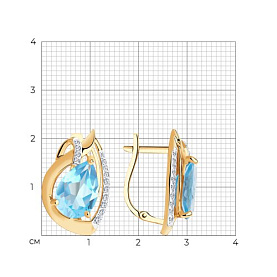 Серьги Diamant - Золото 585, Топаз, Фианит (арт. 51-320-00931-1)