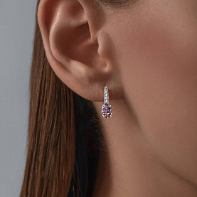 Серьги Diamant - Золото 585, Аметист, Фианит (арт. 51-320-01933-2)