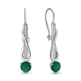 Серьги Аквамарин - Серебро 925, Агат, Фианит (арт. 4774309А.5)