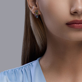 Серьги SOKOLOV - Серебро 925, Аметист, Синтетический рубин, Топаз, Фианит, Хризолит (арт. 92022739)