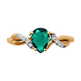 Кольцо SOKOLOV - Золото 585, Синтетический изумруд, Фианит (арт. 716328)