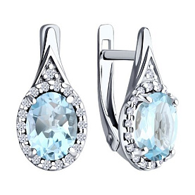 Серьги Diamant - Серебро 925, Топаз, Фианит (арт. 94-320-00179-1)