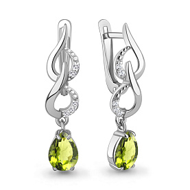 Серьги Аквамарин - Серебро 925, Фианит, Хризолит (арт. 45000407А.5)