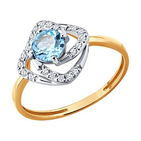 Кольцо SOKOLOV - Золото 585, Топаз, Фианит (арт. 717306)