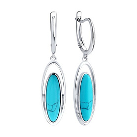 Серьги Diamant - Серебро 925, Бирюза синтетическая , Синтетическая бирюза (арт. 94-321-02375-1)