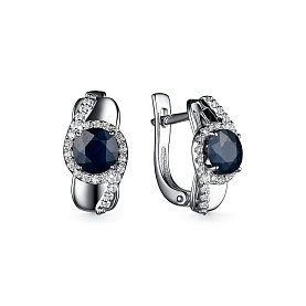 Серьги Дар - Серебро 925, Сапфир, Фианит (арт. С-5069рс110800)