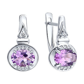 Серьги SOKOLOV - Серебро 925, Аметист, Фианит (арт. 92025331)