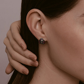 Серьги SOKOLOV - Серебро 925, Синтетический рубин, Фианит (арт. 94026751)