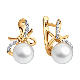 Серьги SOKOLOV - Золото 585, Жемчуг культивированный, Фианит (арт. 792490)