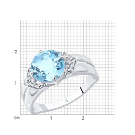Кольцо SOKOLOV - Серебро 925, Топаз, Фианит (арт. 92011633)