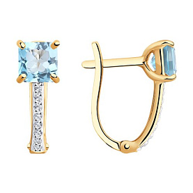 Серьги SOKOLOV - Золото 375, Топаз, Фианит (арт. 37727407)