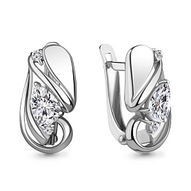 Серьги Аквамарин - Серебро 925, Фианит (арт. 49308А.5)