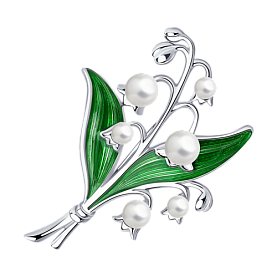 Брошь SOKOLOV - Серебро 925, Жемчуг имитация, Эмаль (арт. 94040223)