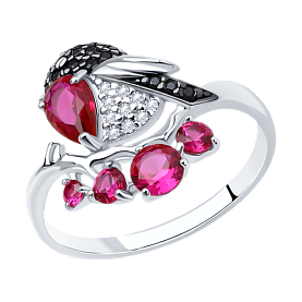 Кольцо SOKOLOV - Серебро 925, Синтетический рубин, Фианит (арт. 94012493)