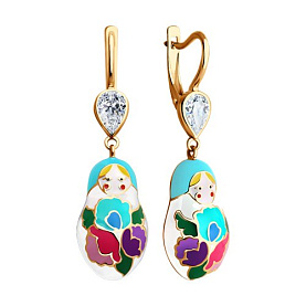 Серьги SOKOLOV - Серебро 925, Фианит, Эмаль (арт. 93020450)