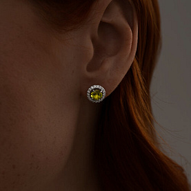 Серьги SOKOLOV - Серебро 925, Фианит, Хризолит (арт. 92022791)