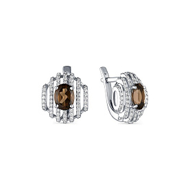 Серьги Дар - Серебро 925, Раухтопаз, Фианит (арт. С-3597рс40700)