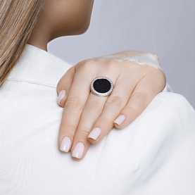 Кольцо SOKOLOV - Серебро 925, Авантюриновое стекло, Фианит (арт. 94013022)