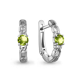 Серьги Аквамарин - Серебро 925, Хризолит (арт. 45012807.5)