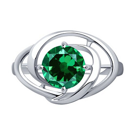 Кольцо SOKOLOV - Серебро 925, Синтетический изумруд (арт. 92011972)