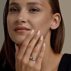 Кольцо SOKOLOV - Серебро 925, Фианит, Изумруд (арт. 63010006)