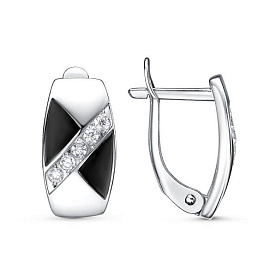 Серьги Красная пресня - Серебро 925, Фианит, Эмаль (арт. 33814896Пл)