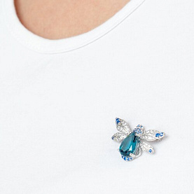 Брошь SOKOLOV - Серебро 925, Синтетический топаз Лонд, Фианит (арт. 92040052)