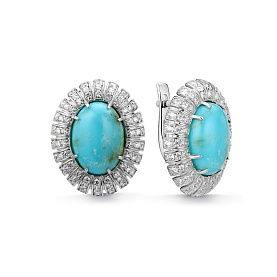 Серьги Дар - Серебро 925, Бирюза, Фианит (арт. С-5050рк43800)