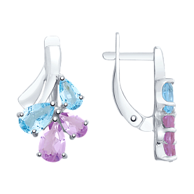 Серьги SOKOLOV - Серебро 925, Аметист, Топаз (арт. 92022082)