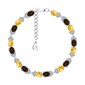 Браслет SOKOLOV - Серебро 925, Раухтопаз, Фианит, Цитрин (арт. 92050108)
