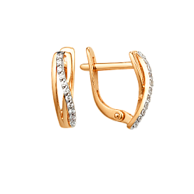 Серьги ЮФ Династия - Золото 585, Фианит (арт. 002442-1102)